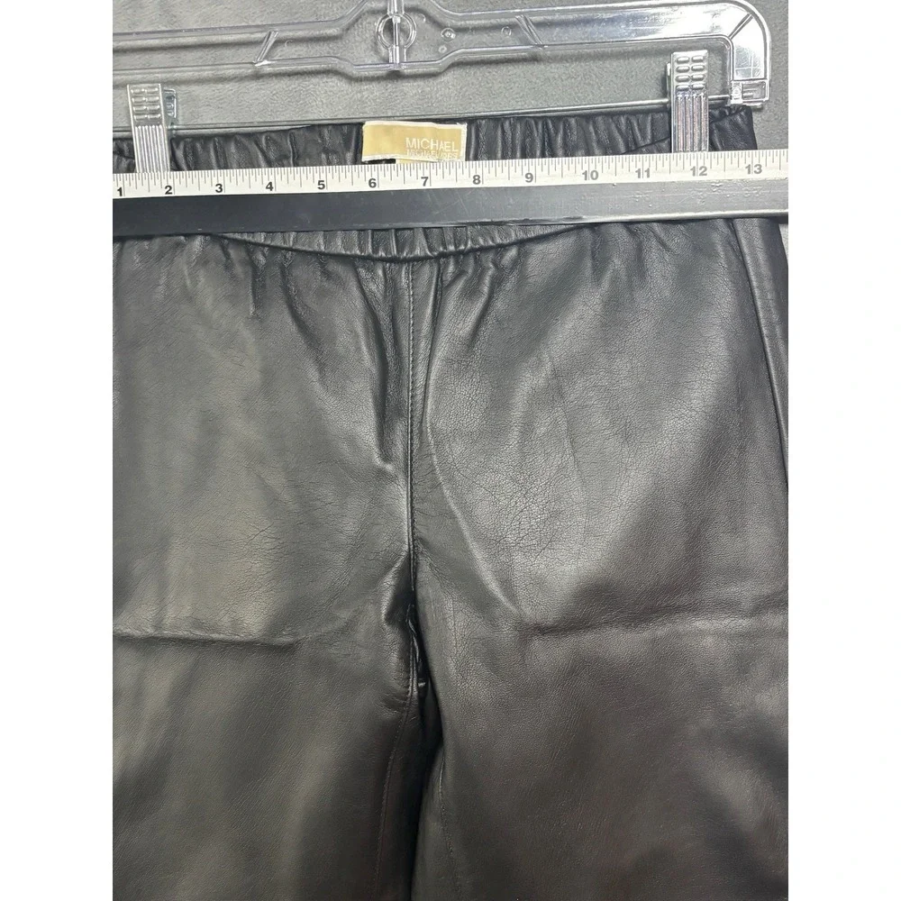 Michael Kors Womens Faux Leather Pants Size 2 Black Pull On Stretch High Rise